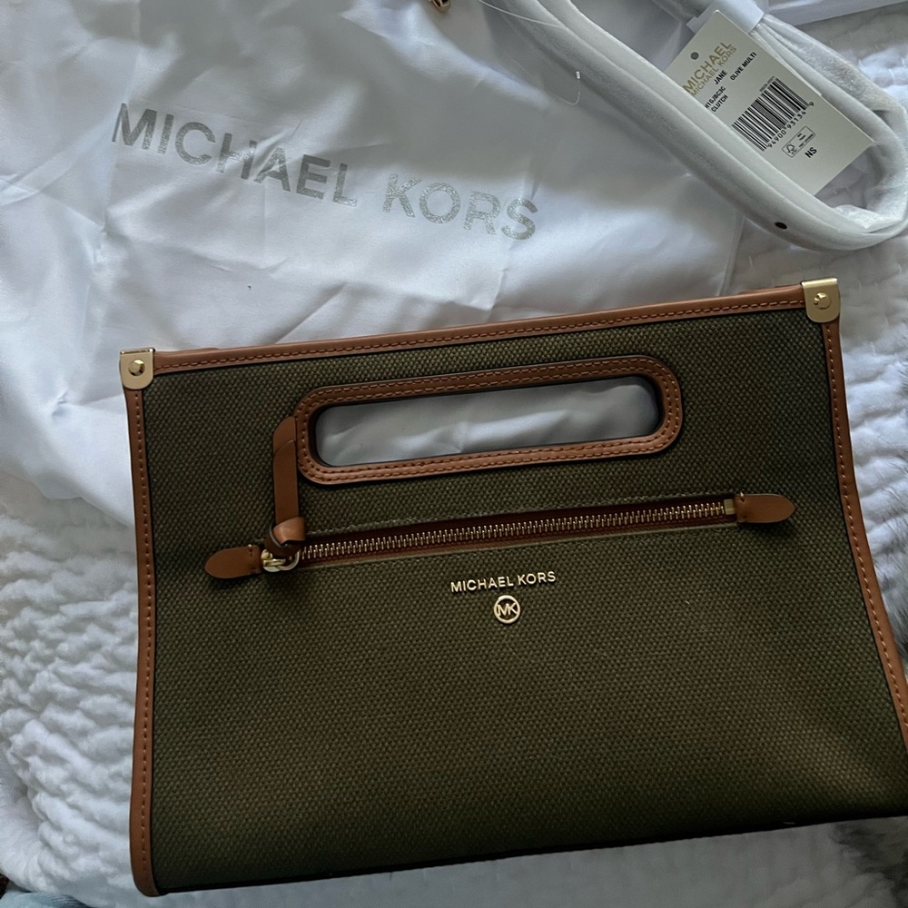 Michael Kors Green and Brown Handbag